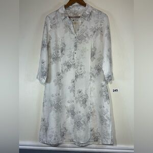 Melvin Floral Long Sleeve Dress - Linen White Size L